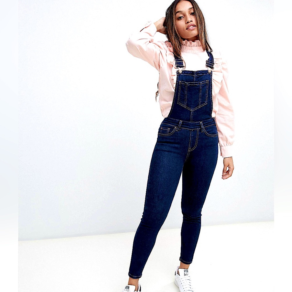 New Look Petite Skinny Fit Overalls in Blue Pattern, Women’s Size 4 Petite - Picture 1 of 7